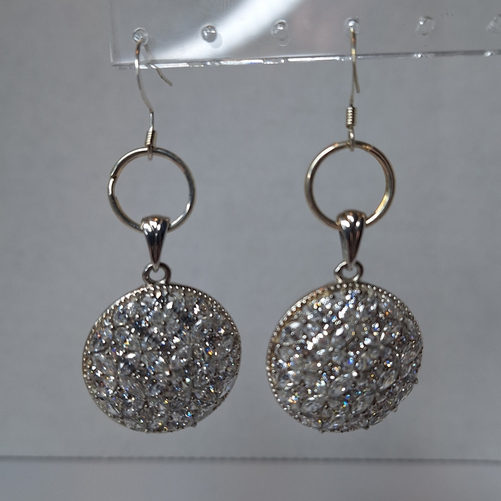 Jk signed  Crystal 925 crystal silver marked pierced earrings